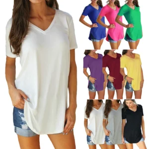 V-neck short sleeve loose Blouse